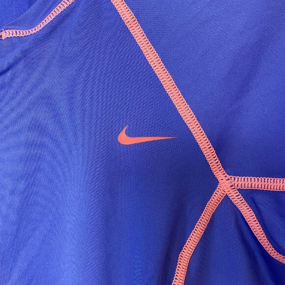 Nike Blue Short Sleeve Full Zip Hydro Rash Guard Top S Women’s Activewear - Picture 3 of 10